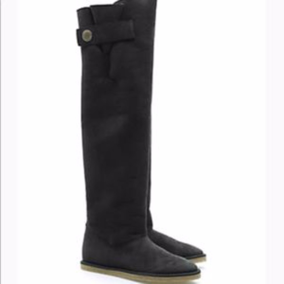 thigh high shearling boots